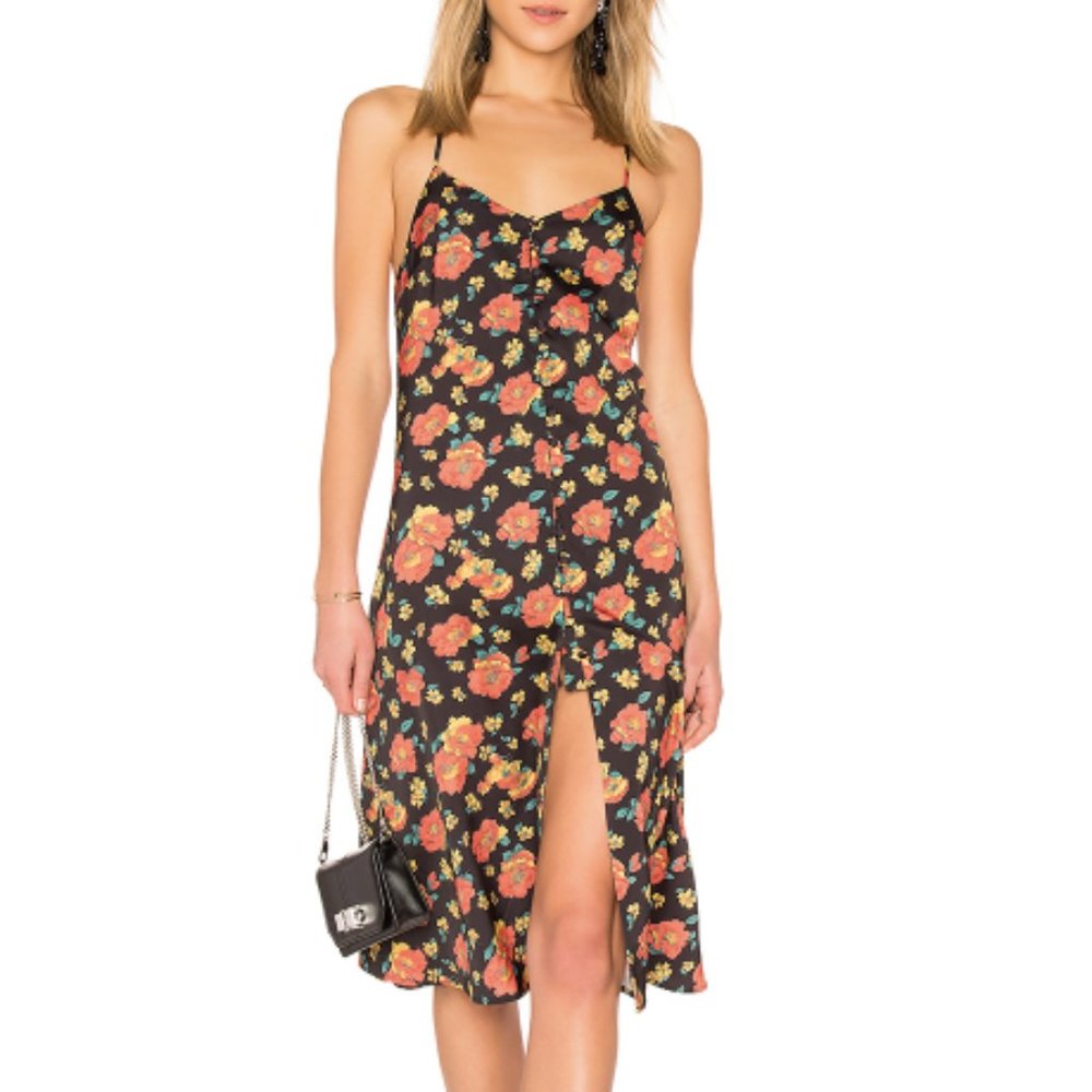 LPA Button Up Slip Dress In Rose Garden